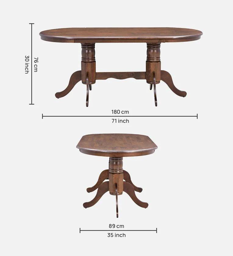 Solid Wood 6 Seater Dining Set in Brown Colour - Ouch Cart 