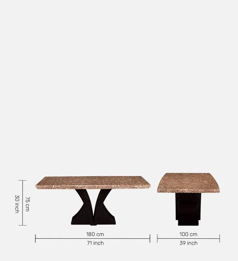 Marble 6 Seater Dining Sets In Brown & Gold Finish - Ouch Cart 