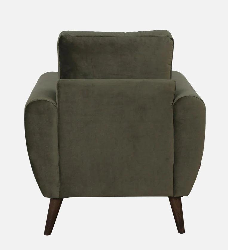 Velvet 1 Seater Sofa In Dark Olive Colour - Ouch Cart 