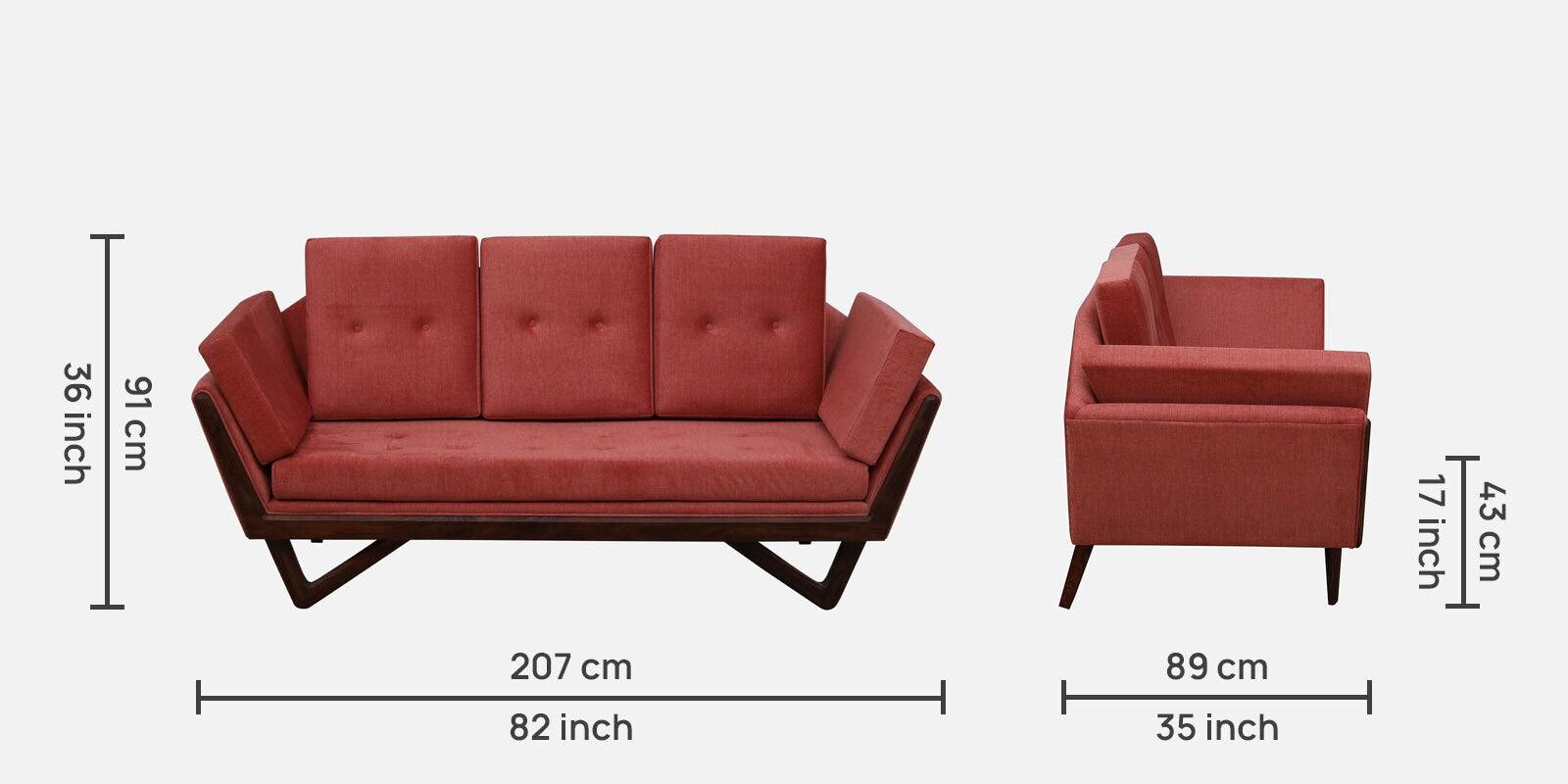 Sheesham Wood 3 Seater Sofa In Scratch Resistant Provincial Teak Finish - Ouch Cart 