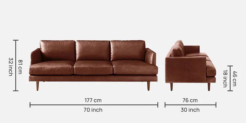 Leatherette 3 Seater Sofa in Lama Brown Colour - Ouch Cart 