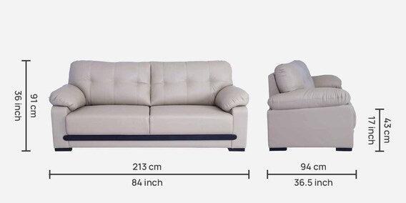 Leatherette 3 Seater Sofa in Beige Colour - Ouch Cart 