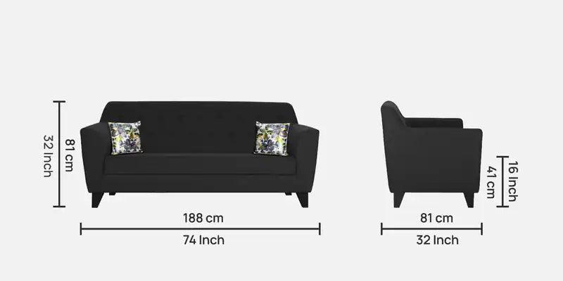 Fabric 3 Seater Sofa In Mystic Black Colour - Ouch Cart 