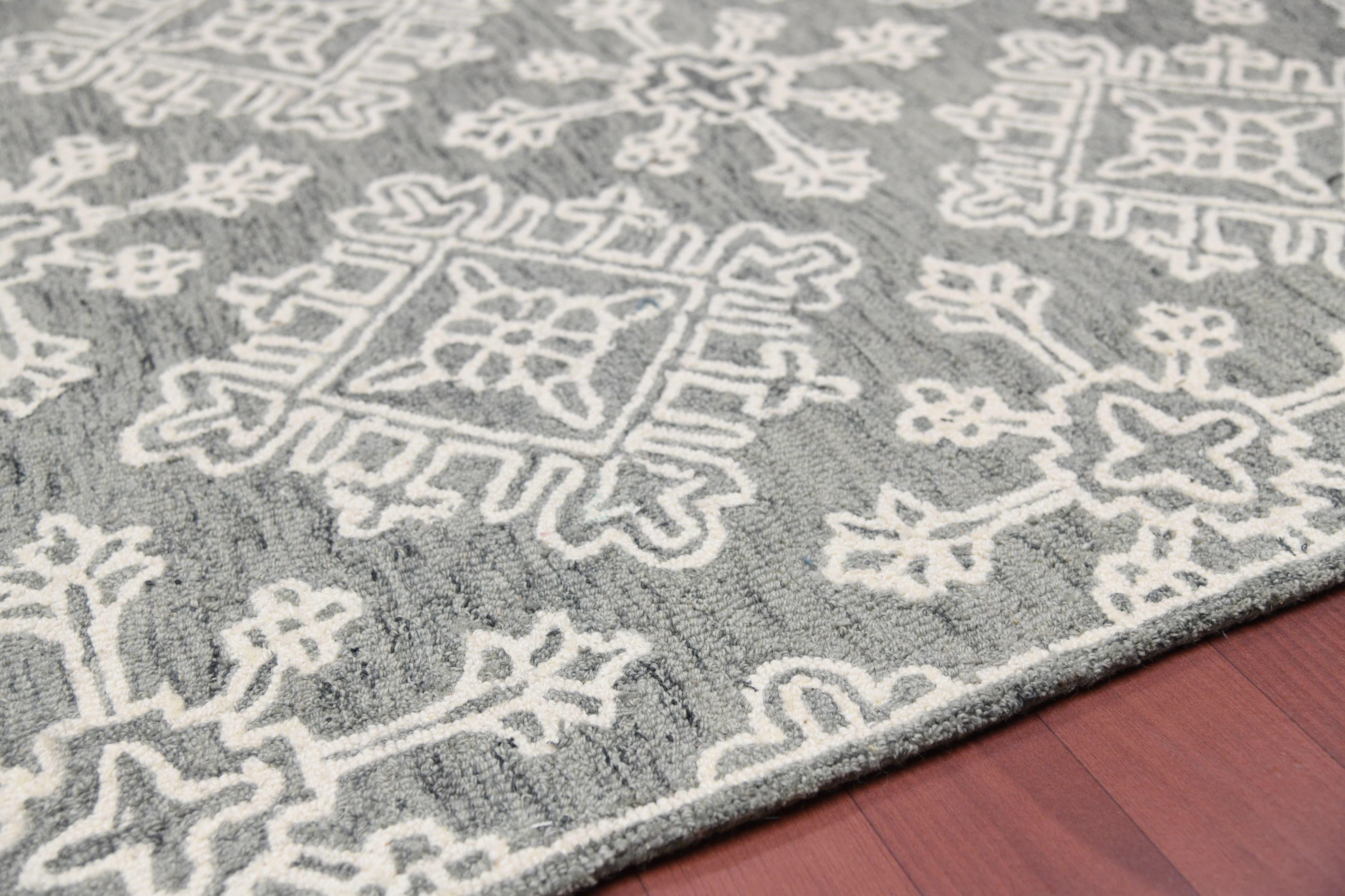 Gray Steel Wool Boston 4x6 Feet Hand-Tufted Carpet - Rug - Ouch Cart 