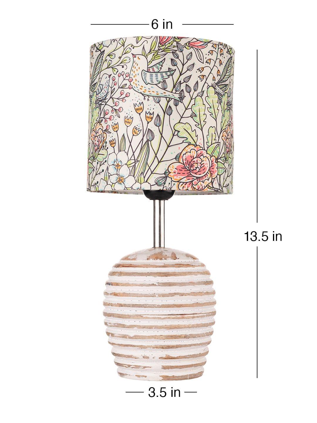 Stripped Distress White Lamp with Colorful Leaves multicolor shade - Ouch Cart 