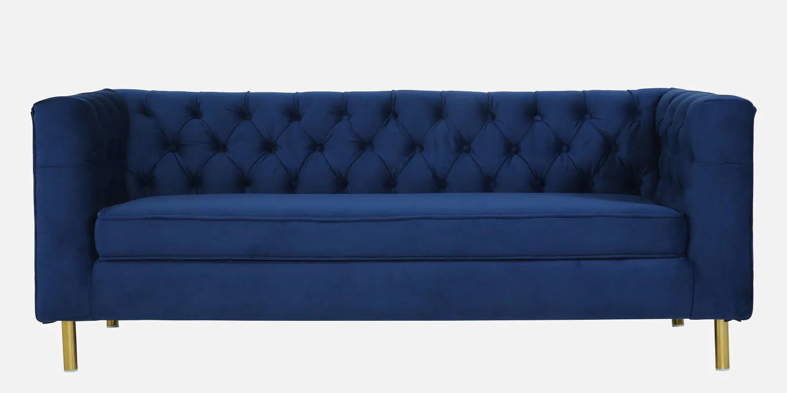 Velvet 3 Seater Sofa In Royal Blue Colour - Ouch Cart 