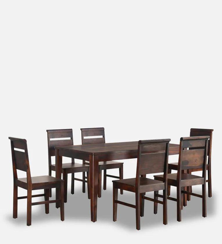 Sheesham Wood 6 Seater Dining Set in Country Light Finish - Ouch Cart 