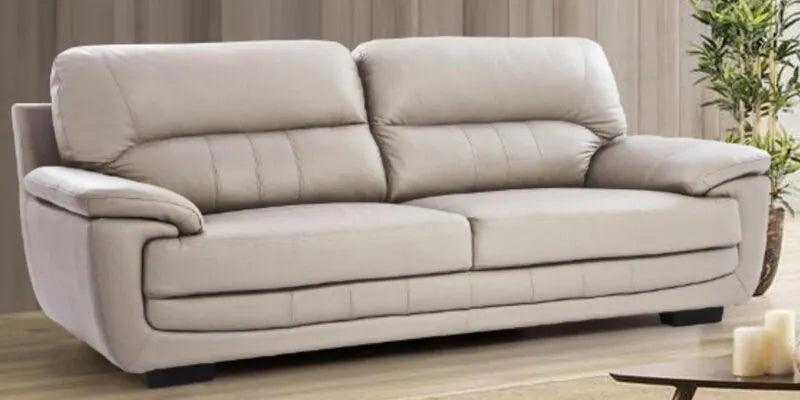 Leather 3 Seater Sofa in Cream Colour - Ouch Cart 