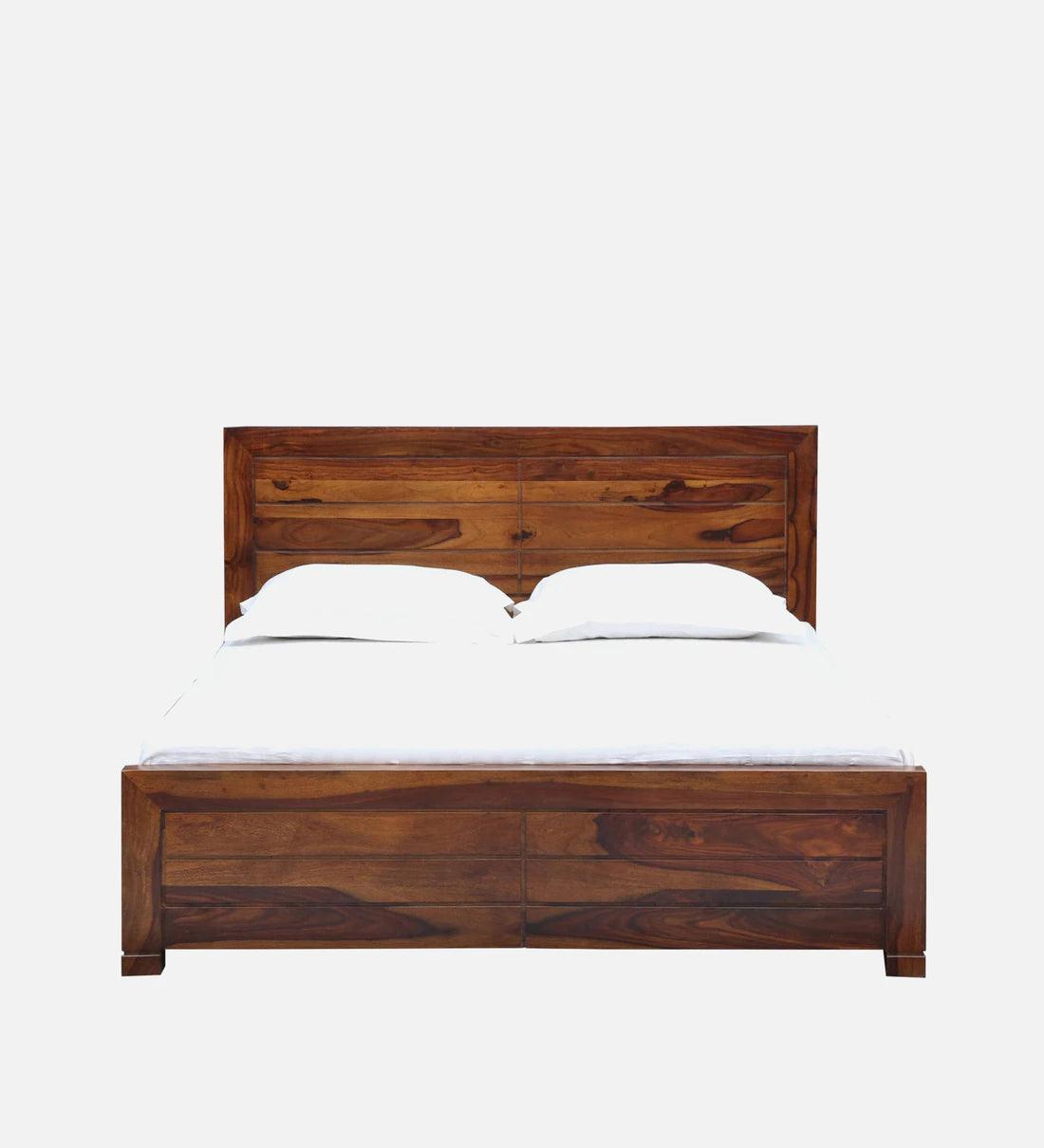 Sheesham Wood King Size Bed In Provincial Teak With BoxStorage - Ouch Cart 