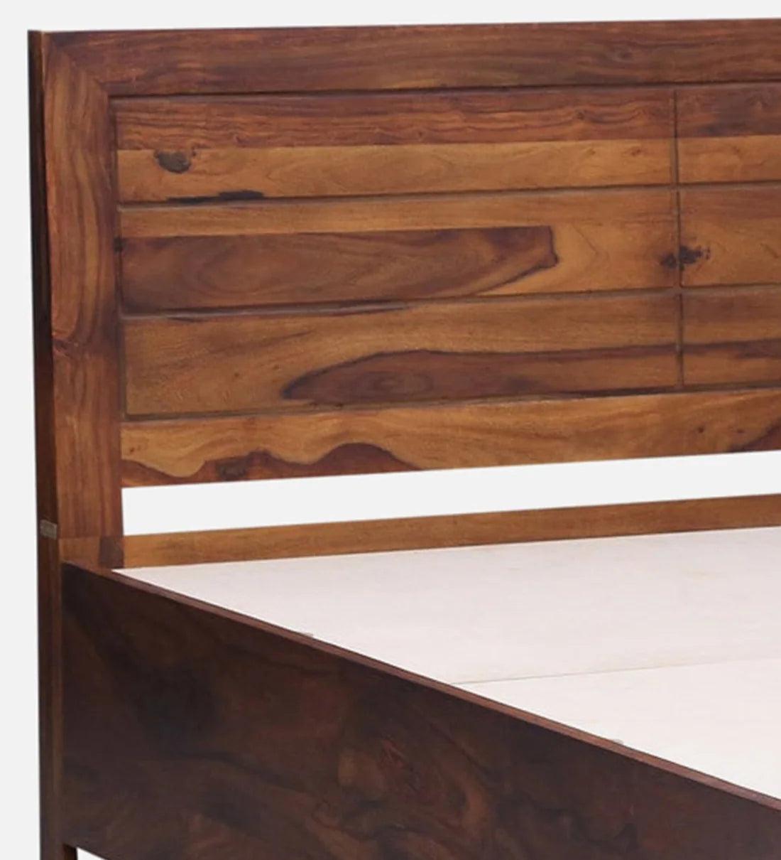 Sheesham Wood King Size Bed In Provincial Teak With BoxStorage - Ouch Cart 