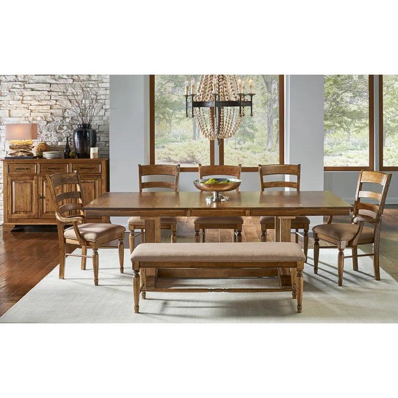 9 - Piece Extendable Solid Wood Trestle Dining Set - Ouch Cart 