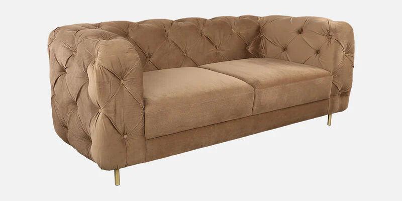 Velvet Fabric 2 Seater Sofa In Brown Colour - Ouch Cart 