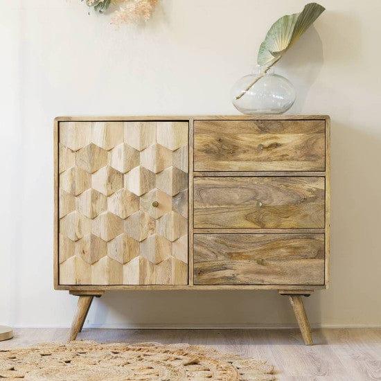 Darwin Mango Wood Sideboard in Natural Finish (Closed Cabinet)