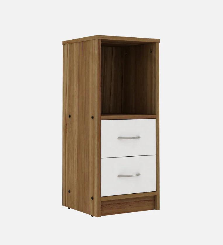 Bedside Table in Lyon Teak & White Finish With 2 Drawers - Ouch Cart 