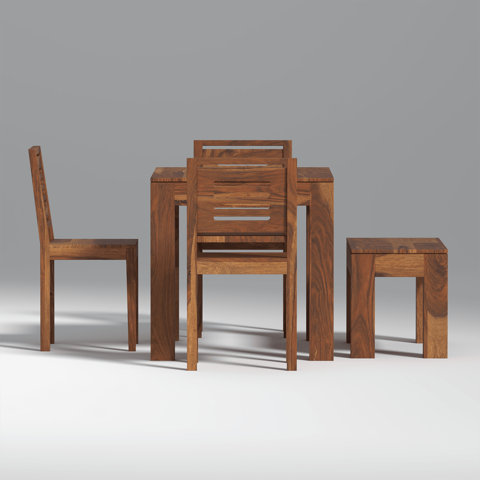 Mauro Sheesham Wood Dining Table Set In Light Honey Finish - Ouch Cart 