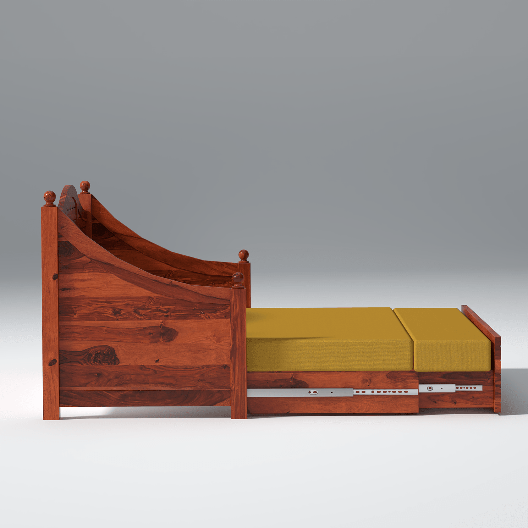 Noddings Nest Sheesham Wood Sofa Cum Bed In Reddish Rosewood - Ouch Cart 