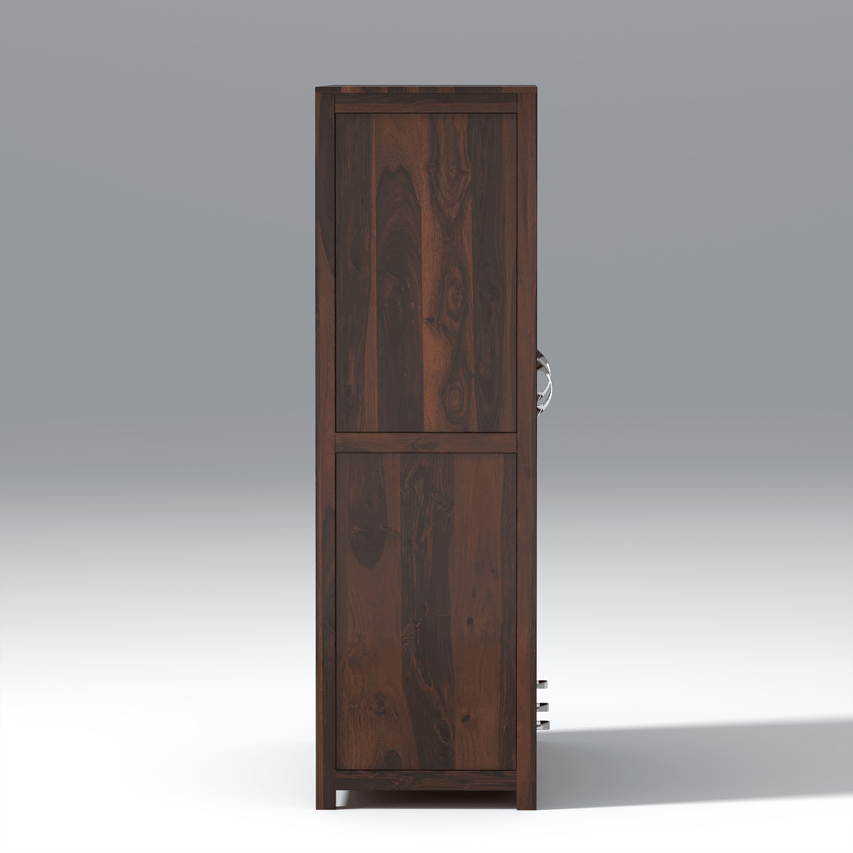 Aurora Three Door Sheesham Wood Wardrobe in Walnut Colour - Ouch Cart 