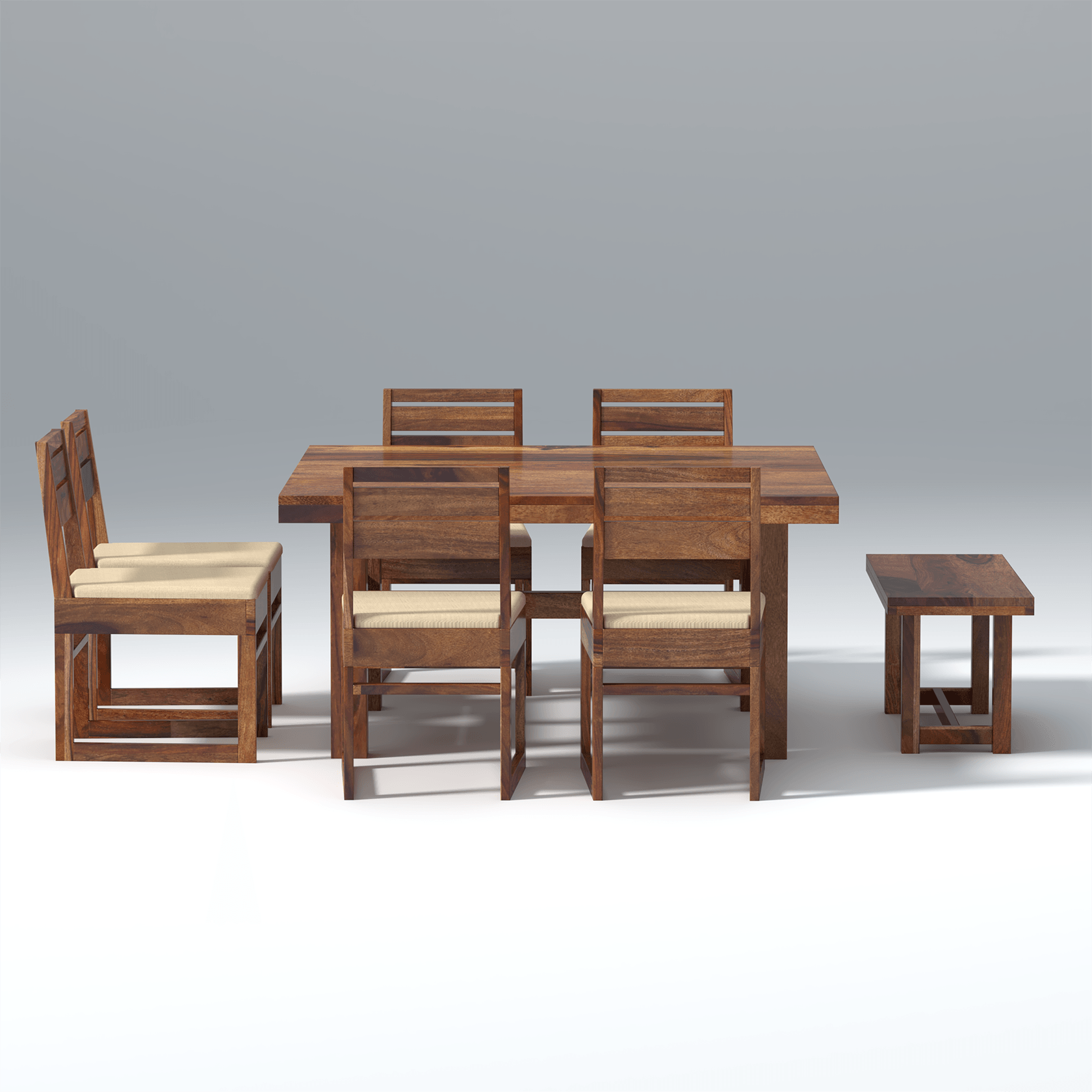 Crenn Sheesham wood Dining Set In Reddish walnut color - Ouch Cart 