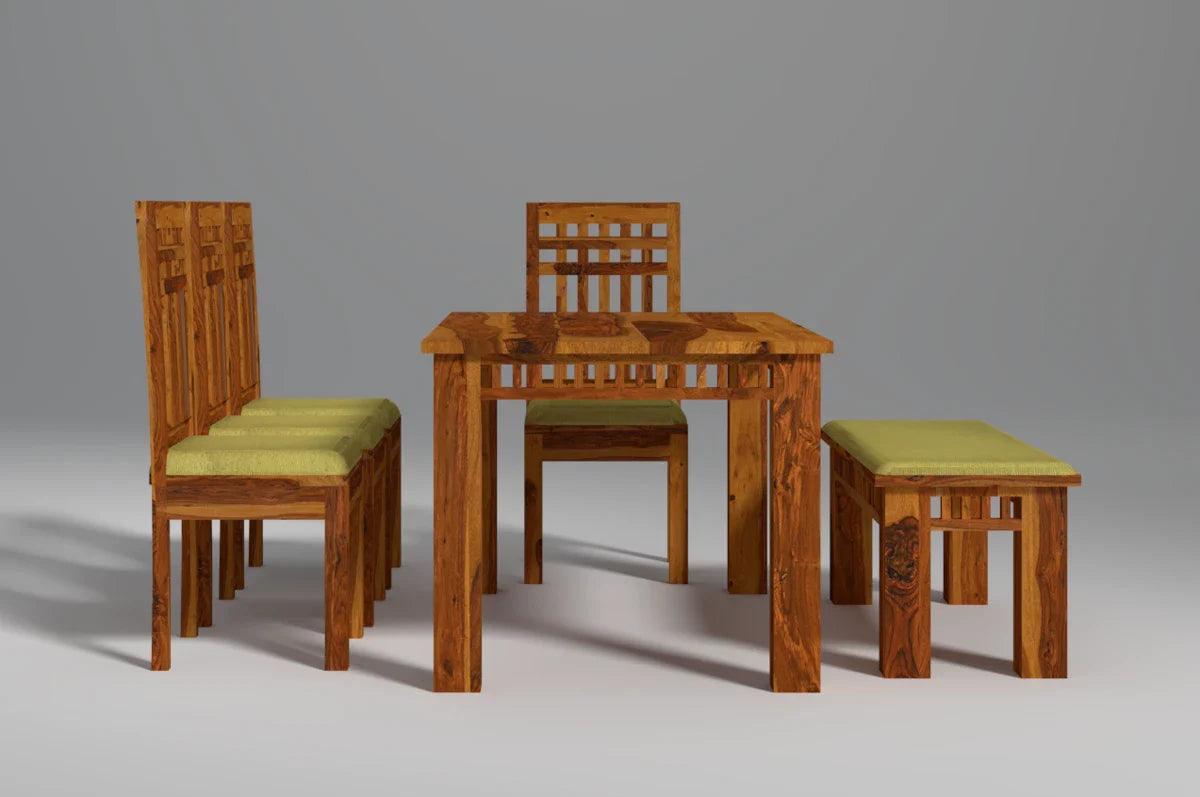 Axel Sheesham Wood Dining Table Set (6 seater) In Light Honey