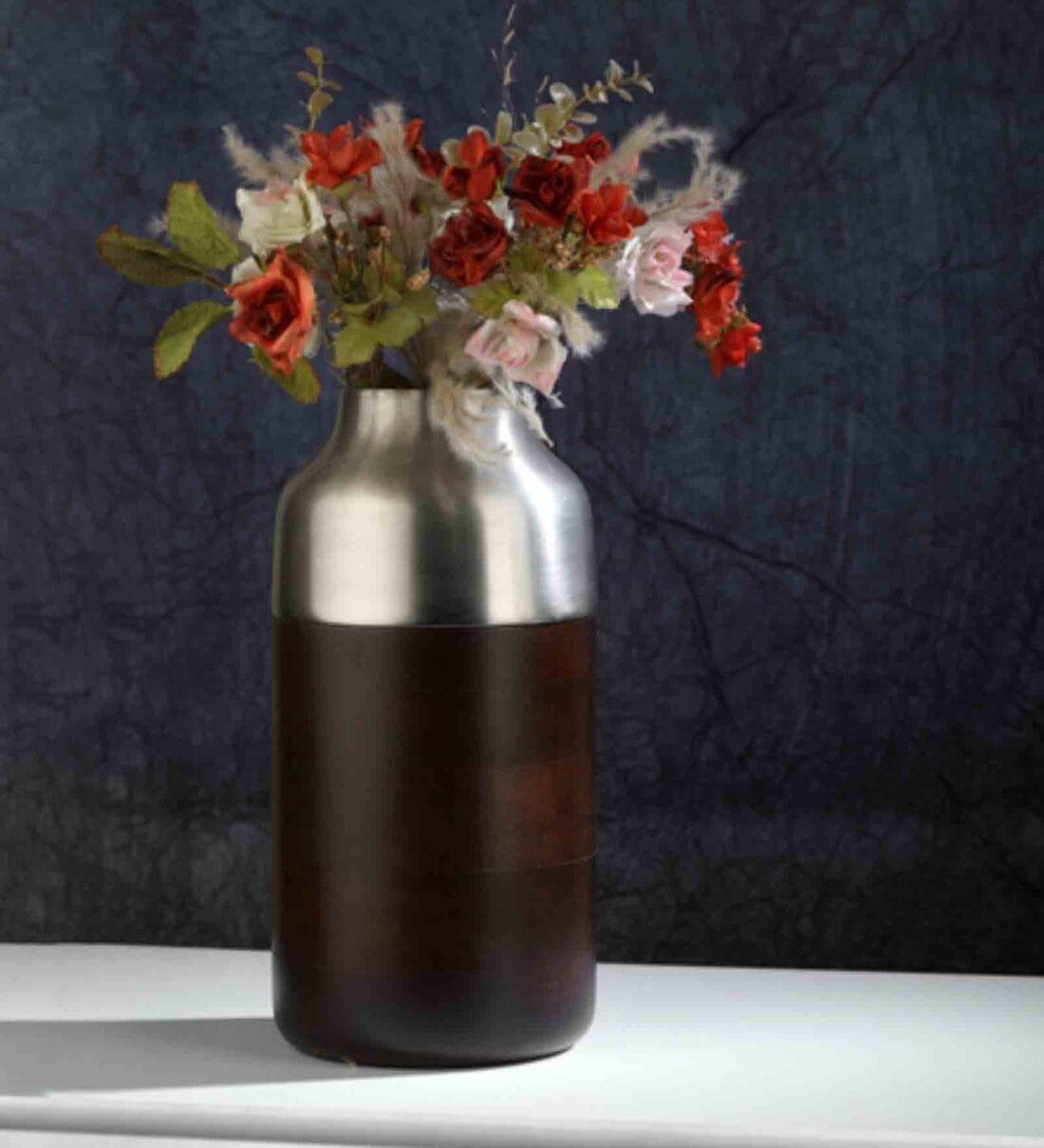 Silver Deidra Paco (Small) Metal Table Vase, - Ouch Cart 