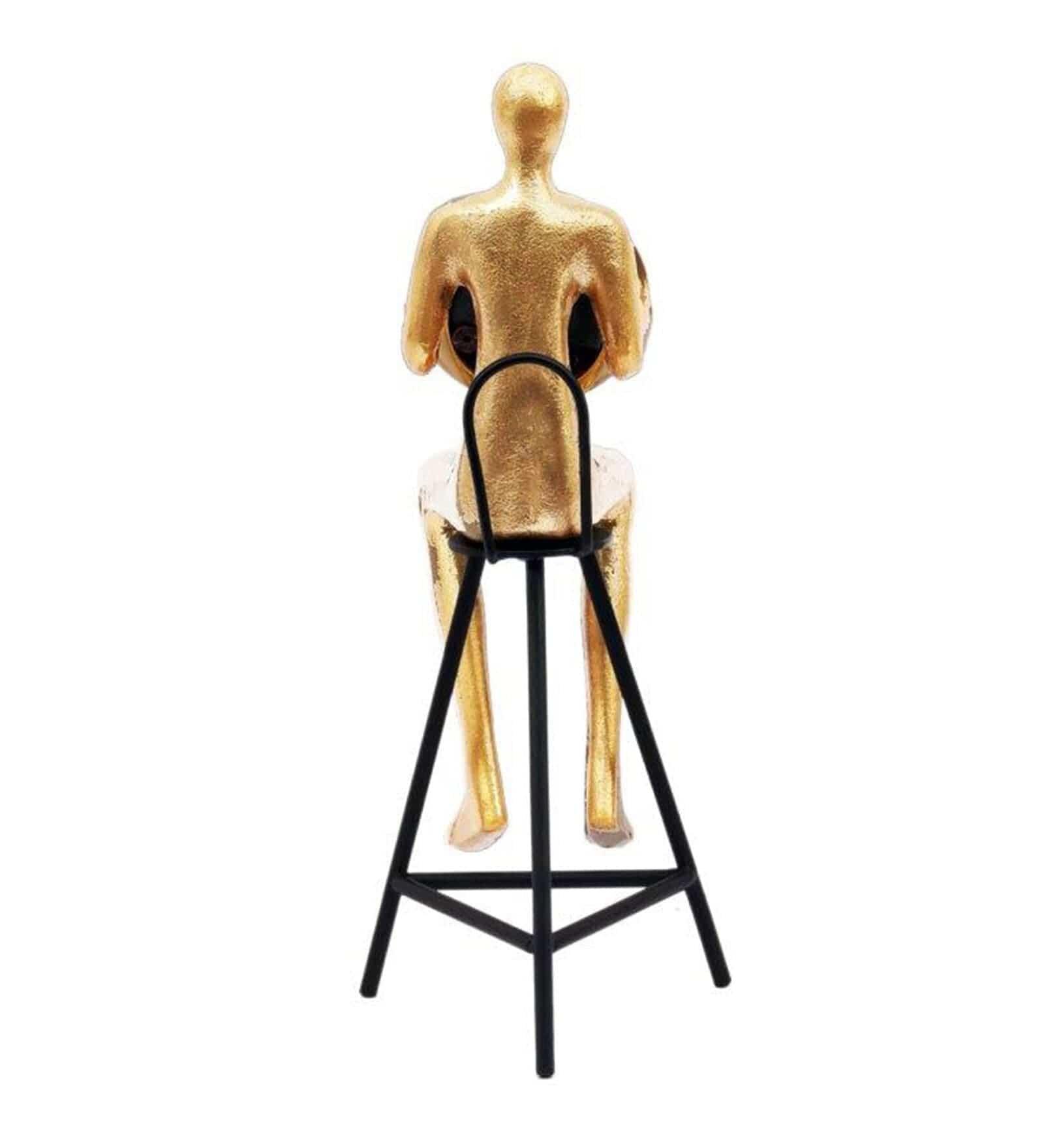 Sitting Man Clock In Gold, - Ouch Cart 