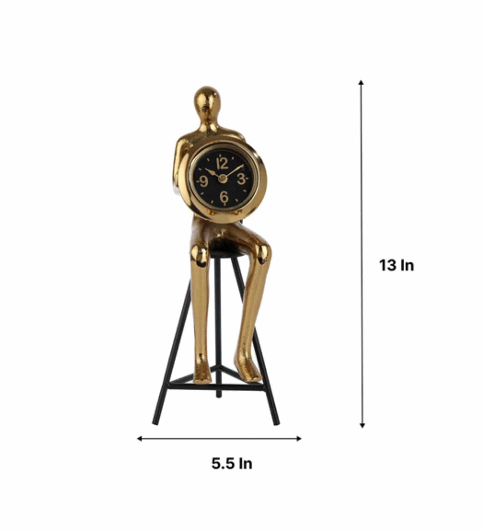 Sitting Man Clock In Gold, - Ouch Cart 