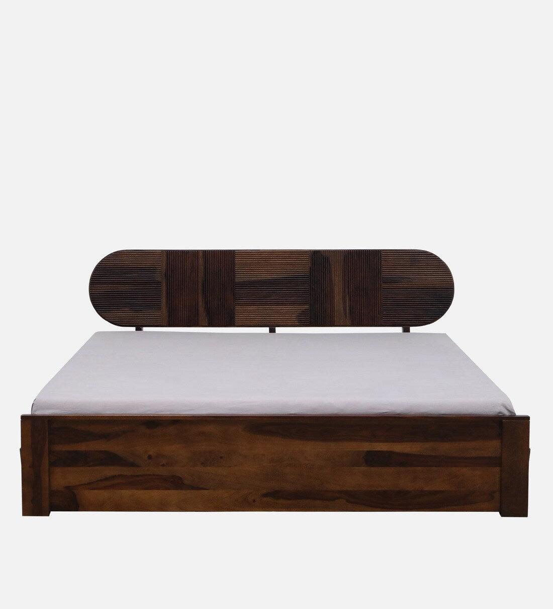 Sheesham Wood King Size Bed With Drawer Storage In Scratch Resistant Teak Finish - Ouch Cart 