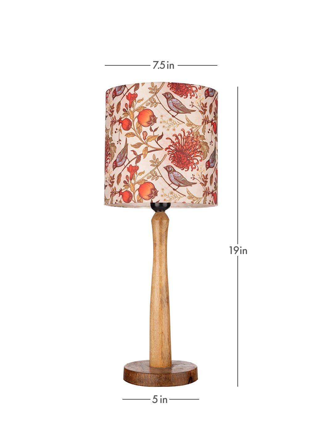 Wooden Brown Table Lamp with Birdy Shade - Ouch Cart 