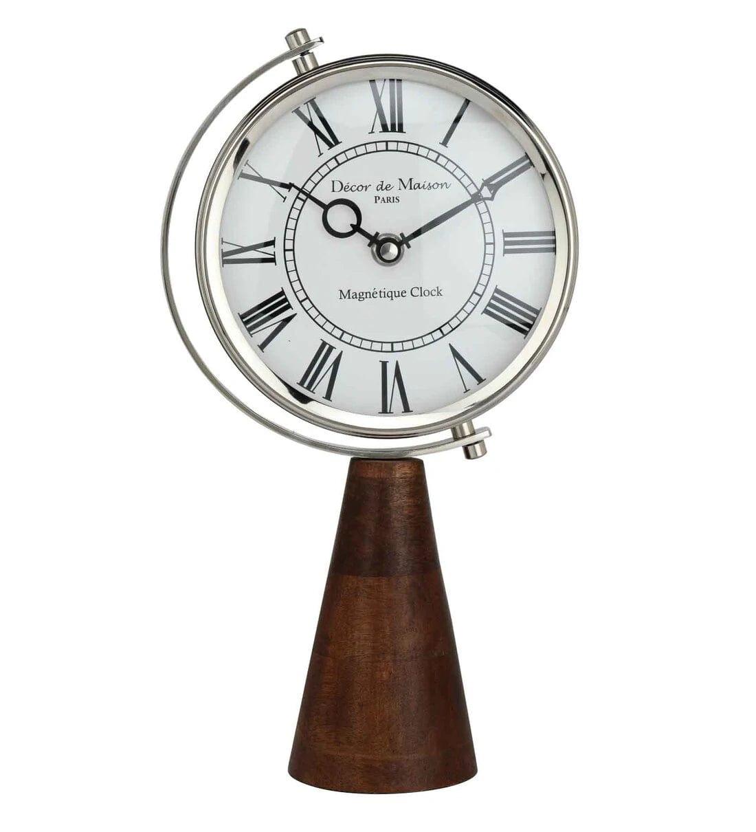 Wood's Pedestal Clock in Reflective Silver - Ouch Cart 