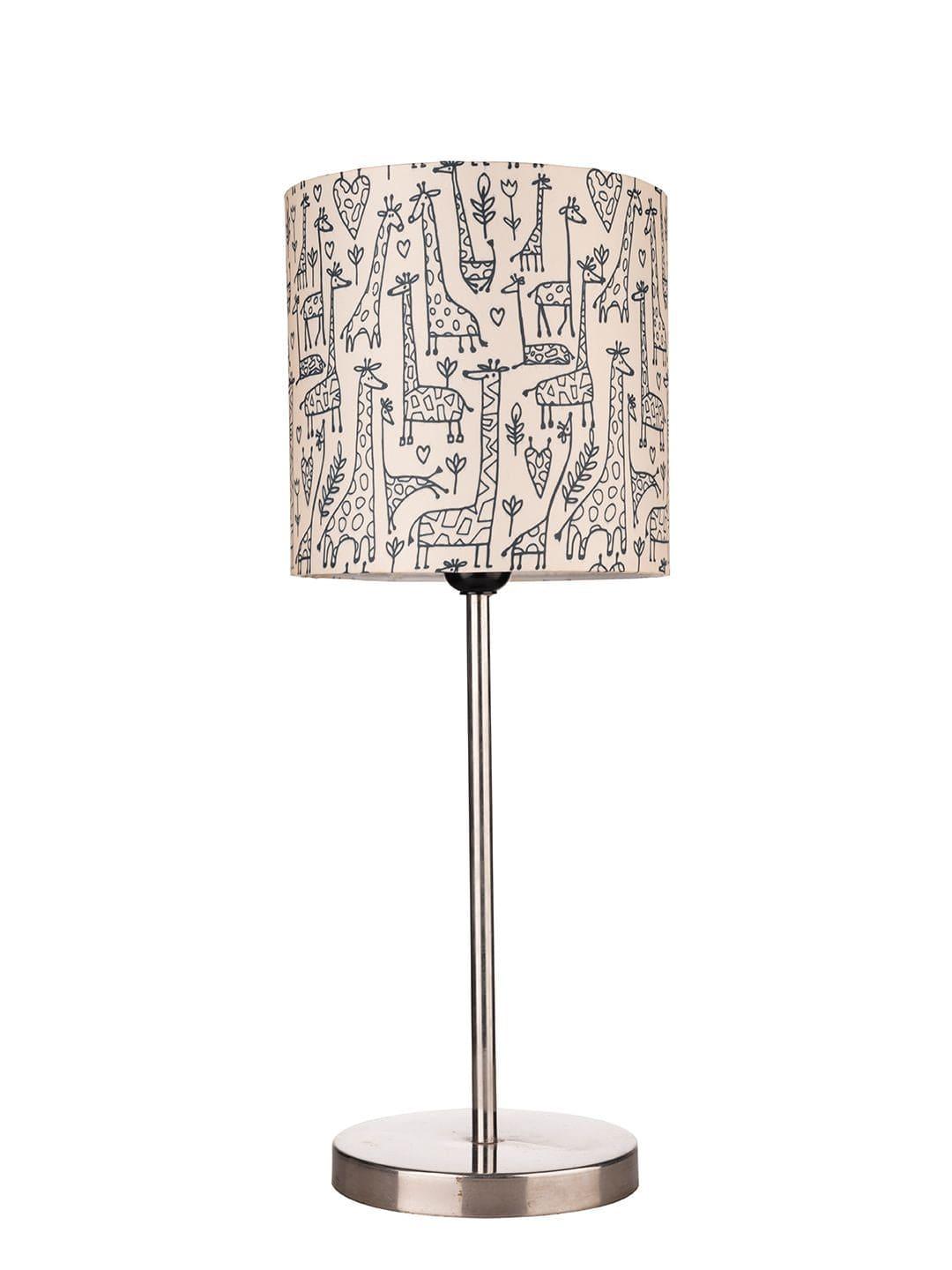 Metal Chrome Finish Lamp with Multicolor Animal Print Shade - Ouch Cart 