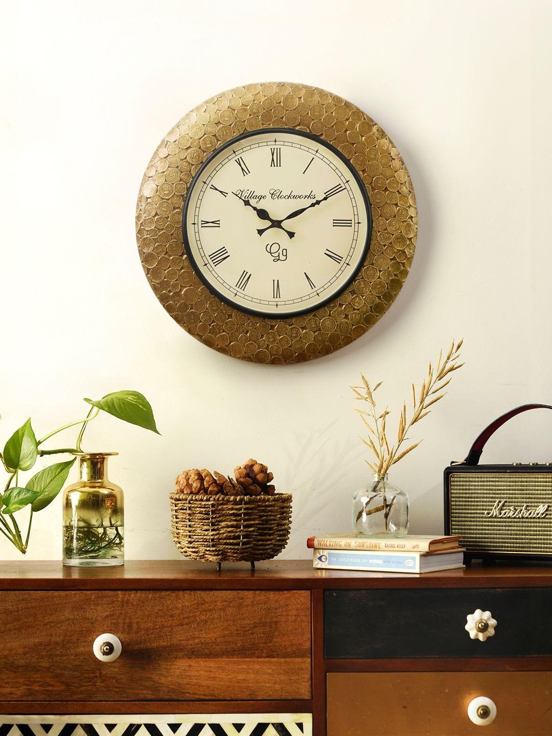 Round Gold Coin 18 Inches Wall Clock - Ouch Cart 