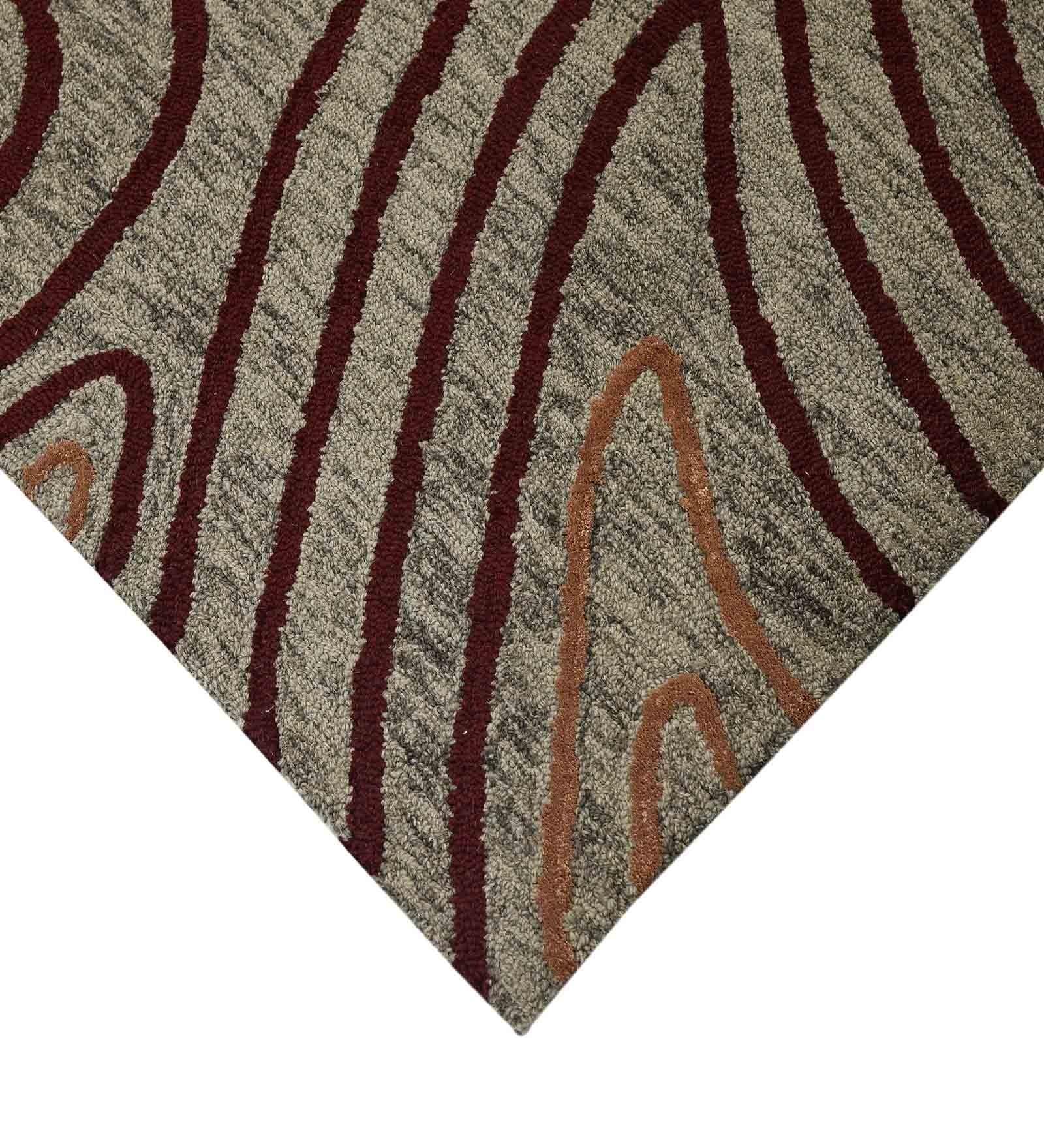 KHAKI Wool & Viscose Canyan 5x8 Feet Hand-Tufted Carpet - Rug - Ouch Cart 