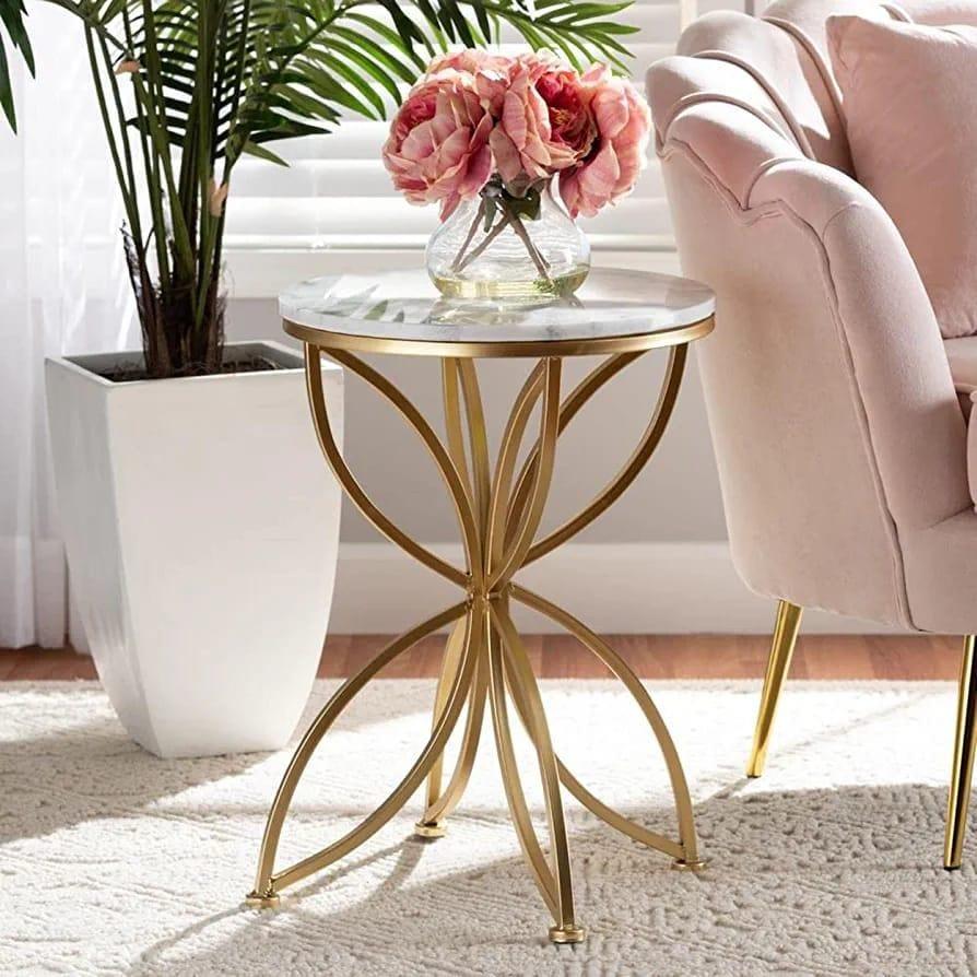 Jett Golden Flower Sofa Side Table - Ouch Cart 