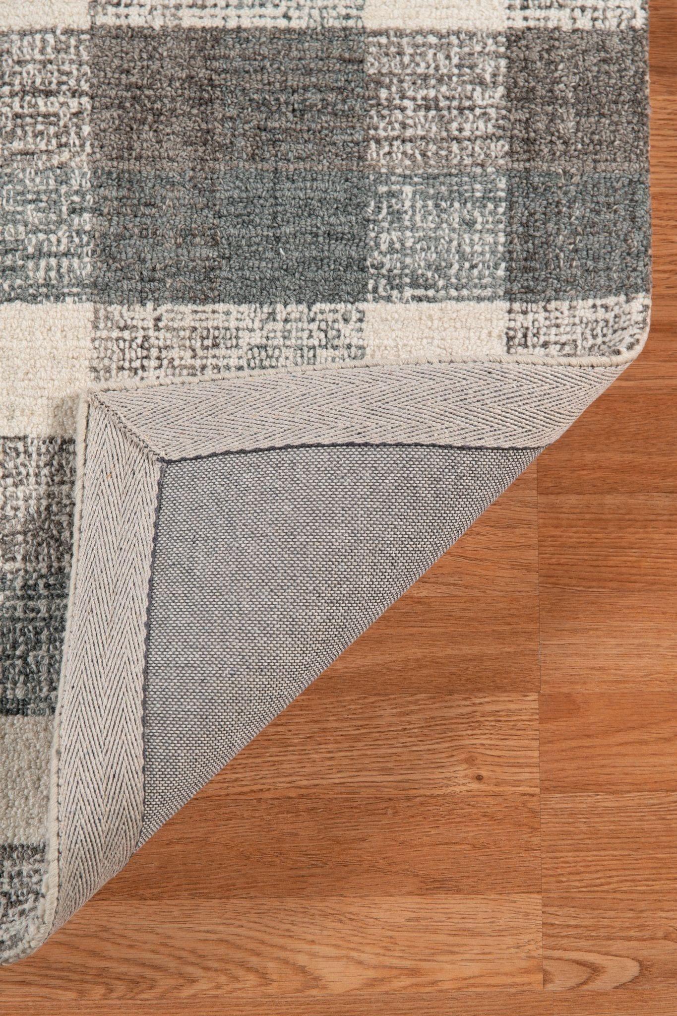 Dark Gray Wool Tartan 8X10 Feet Hand-Tufted Carpet - Rug - Ouch Cart 