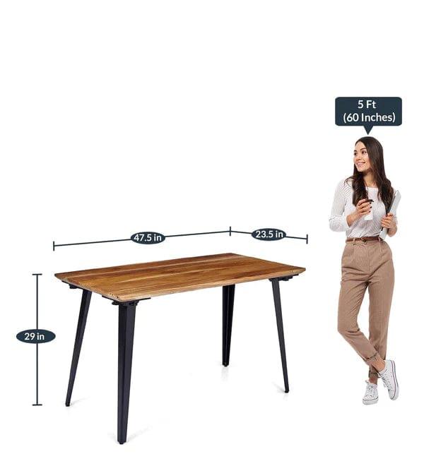 Florian Solid Teak Wood Desk in Black Legs - Ouch Cart 