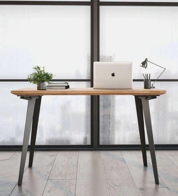 Florian Solid Teak Wood Desk in Black Legs