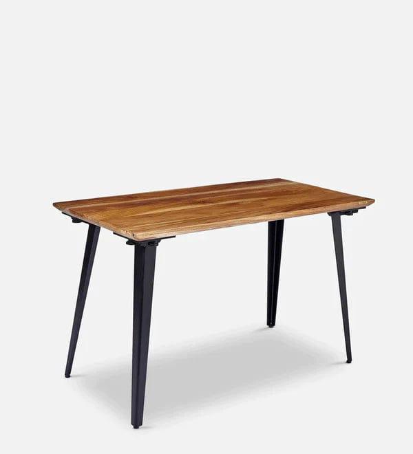 Florian Solid Teak Wood Desk in Black Legs - Ouch Cart 