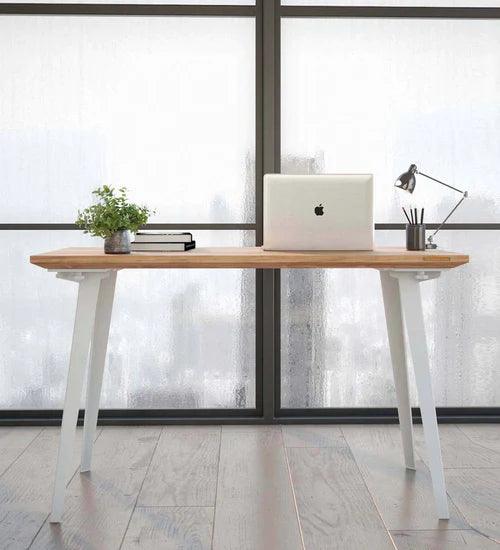 Angel Teak Wood Desk in Black Legs - Ouch Cart 