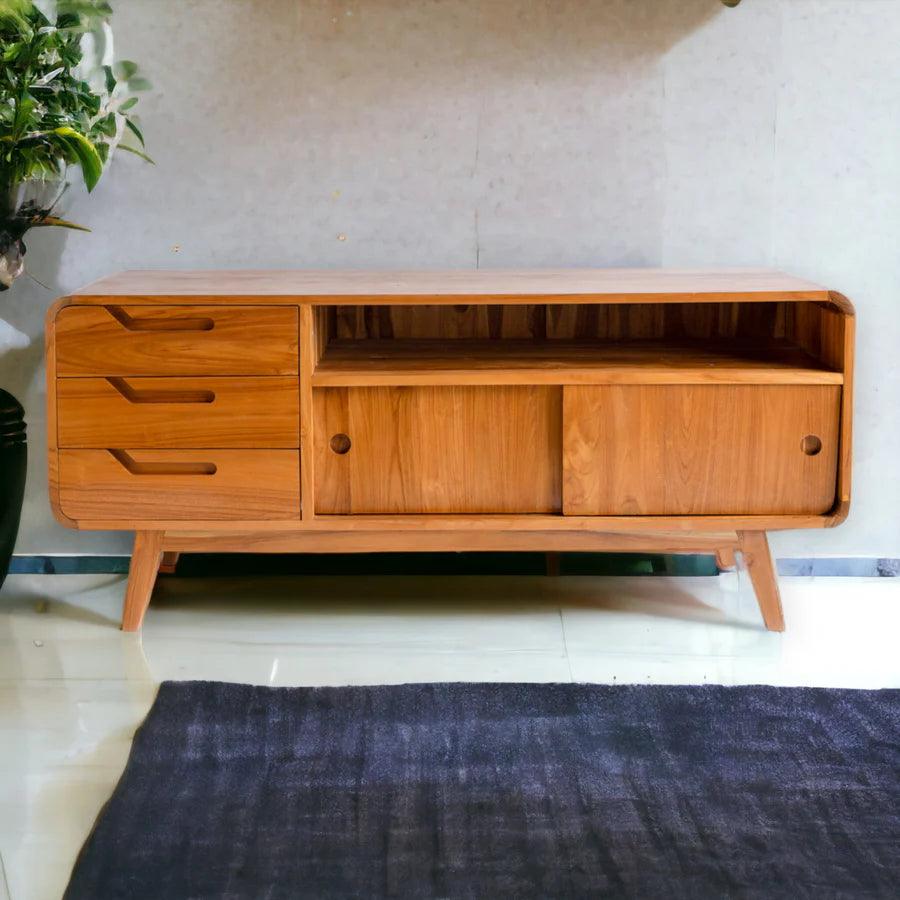 SOLID TEAK WOOD TV UNIT - Ouch Cart 