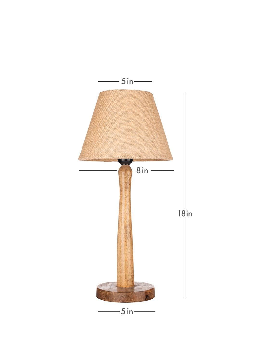 Wooden Brown Lamp with Taper Brown Jute Shade