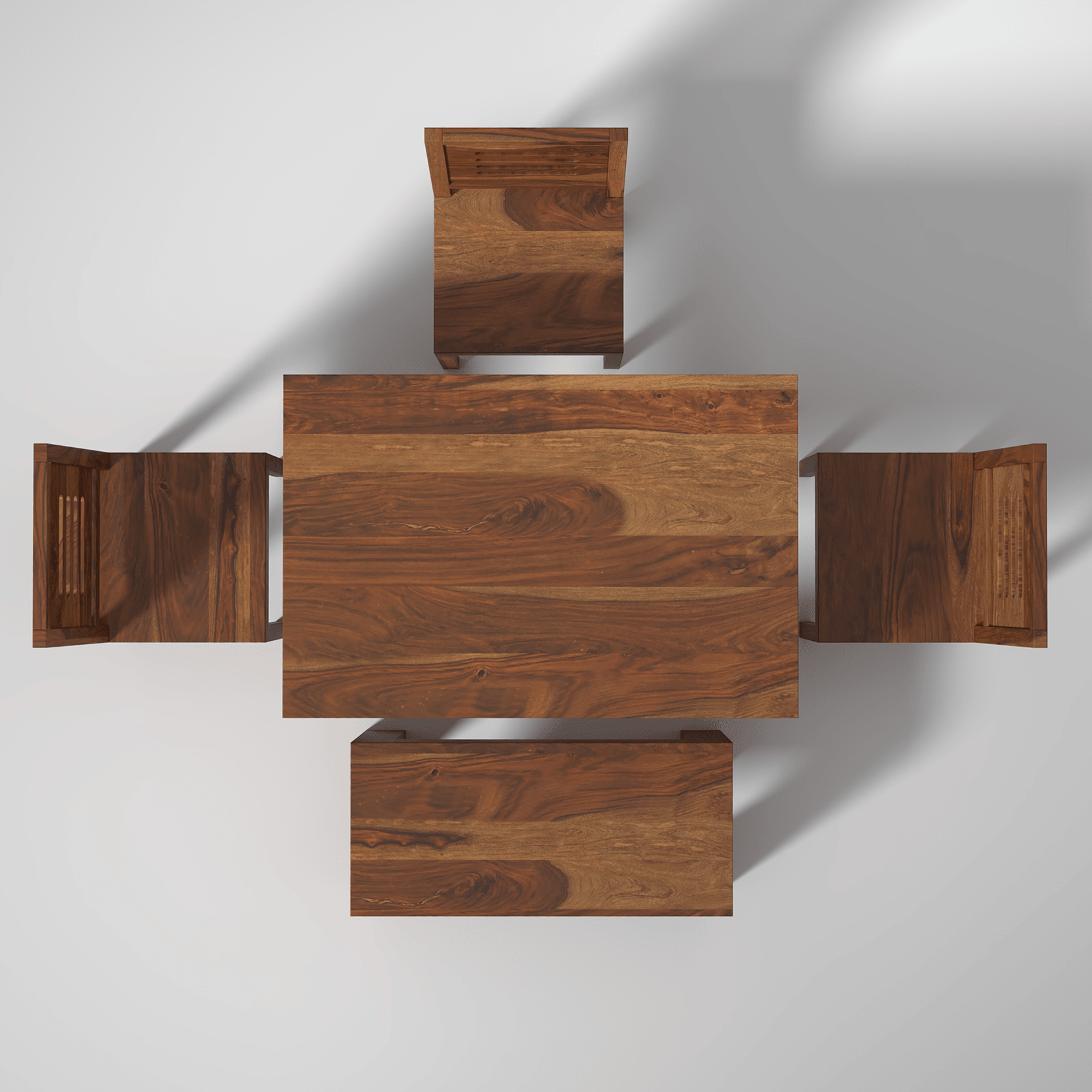 Mauro Sheesham Wood Dining Table Set In Light Honey Finish - Ouch Cart 