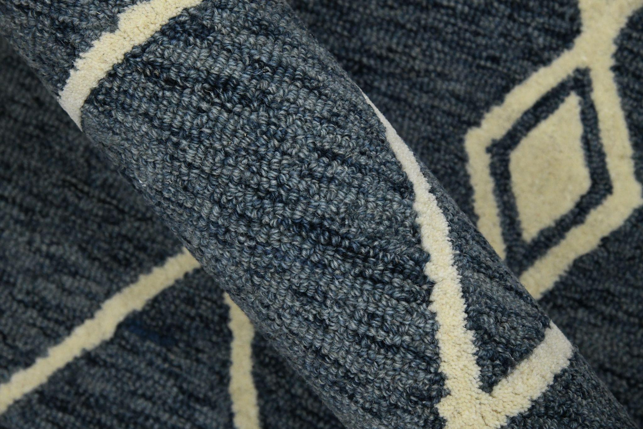 Navy Wool Vista 5x8 Feet Hand-Tufted Carpet - Rug - Ouch Cart 