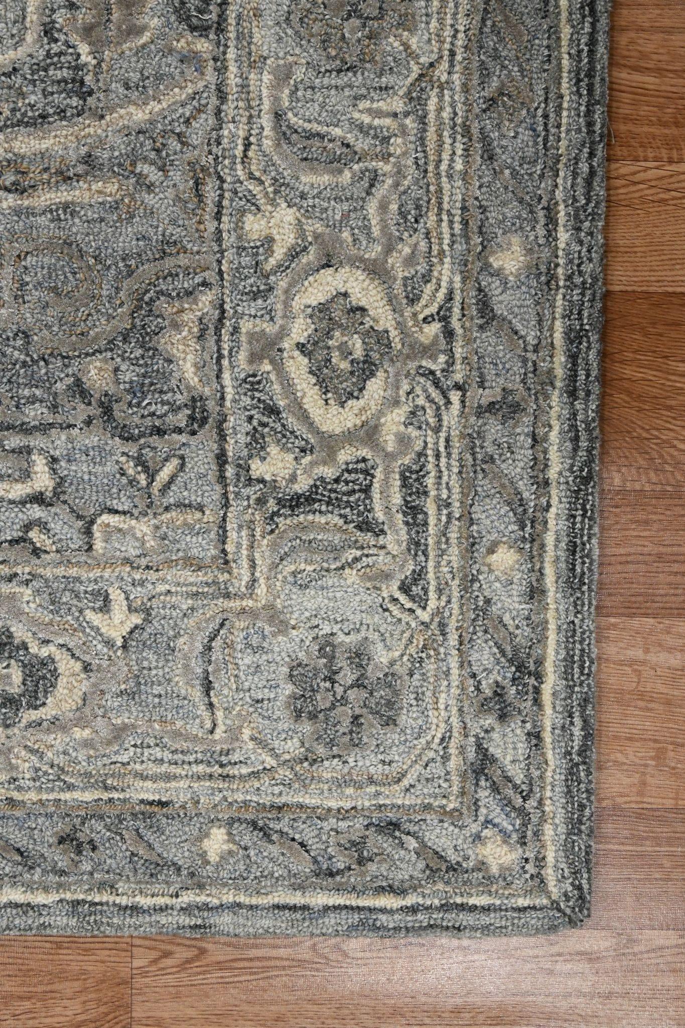 Gray Wool & Viscose Vestige 8X10 Feet Hand-Tufted Carpet - Rug - Ouch Cart 