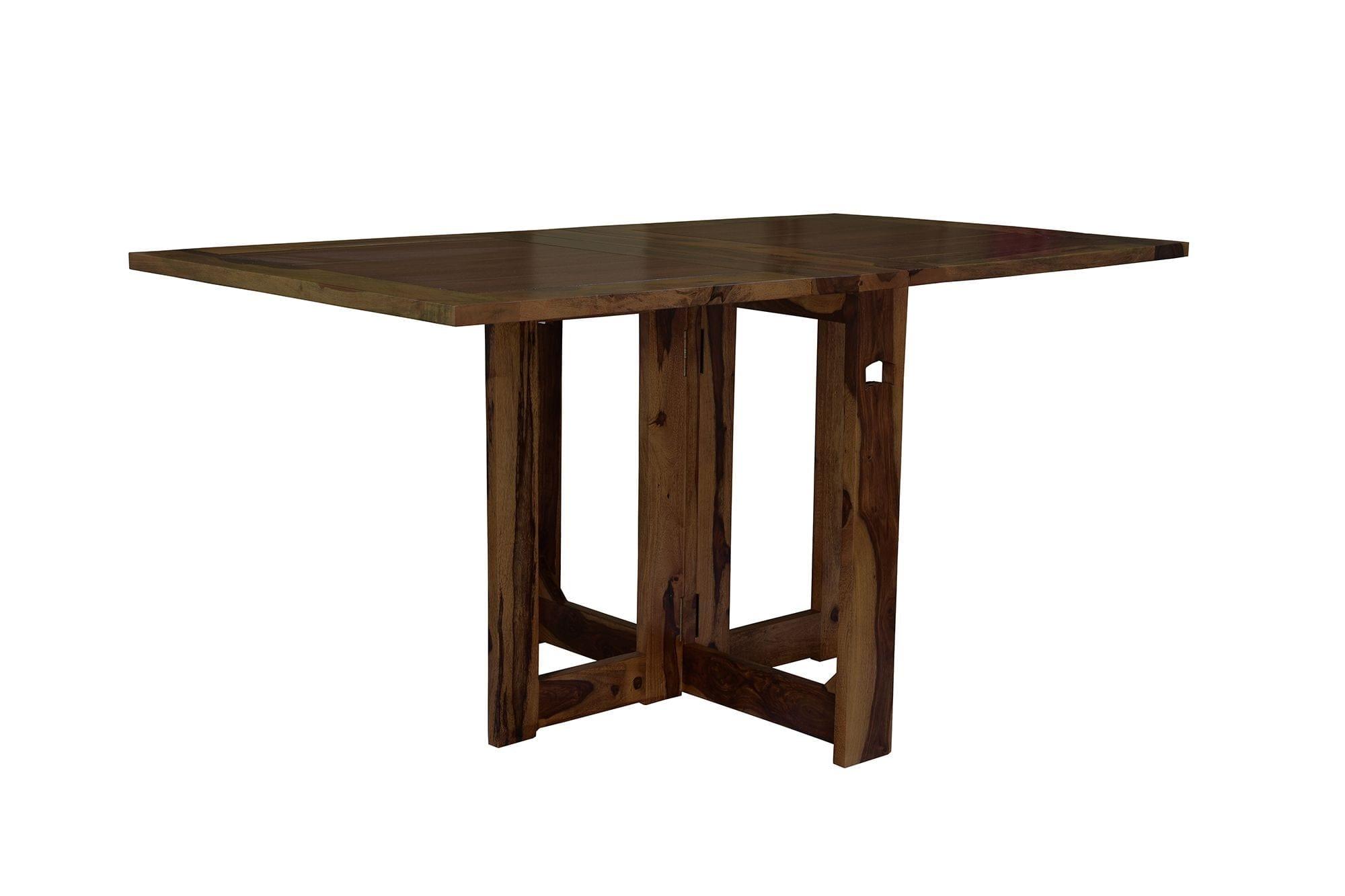 Sheesham Wood foldable dining table in walnut finish