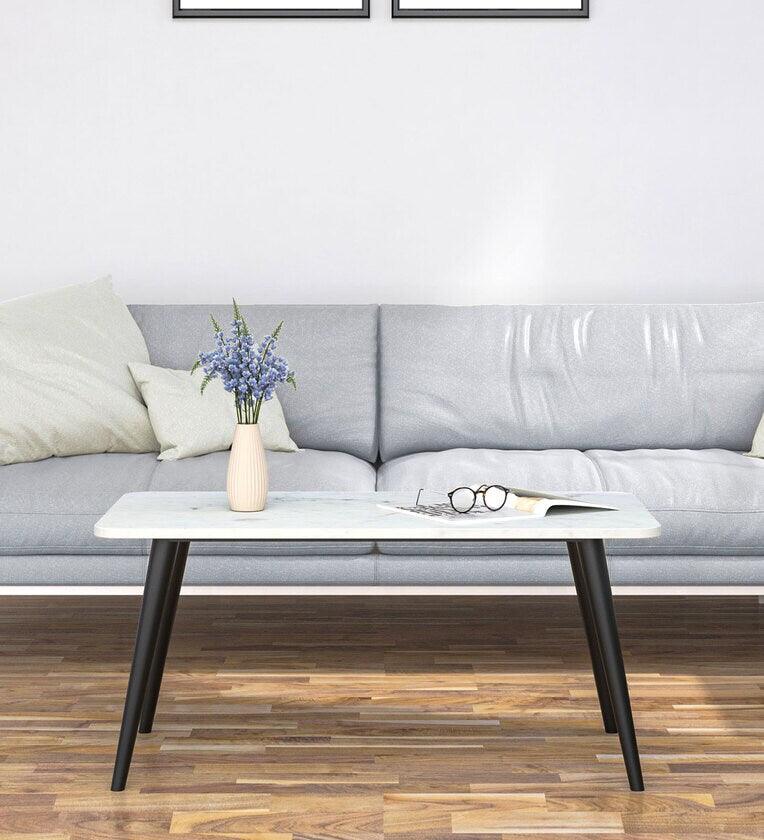 Marble Coffee Table in White Finish - Ouch Cart 