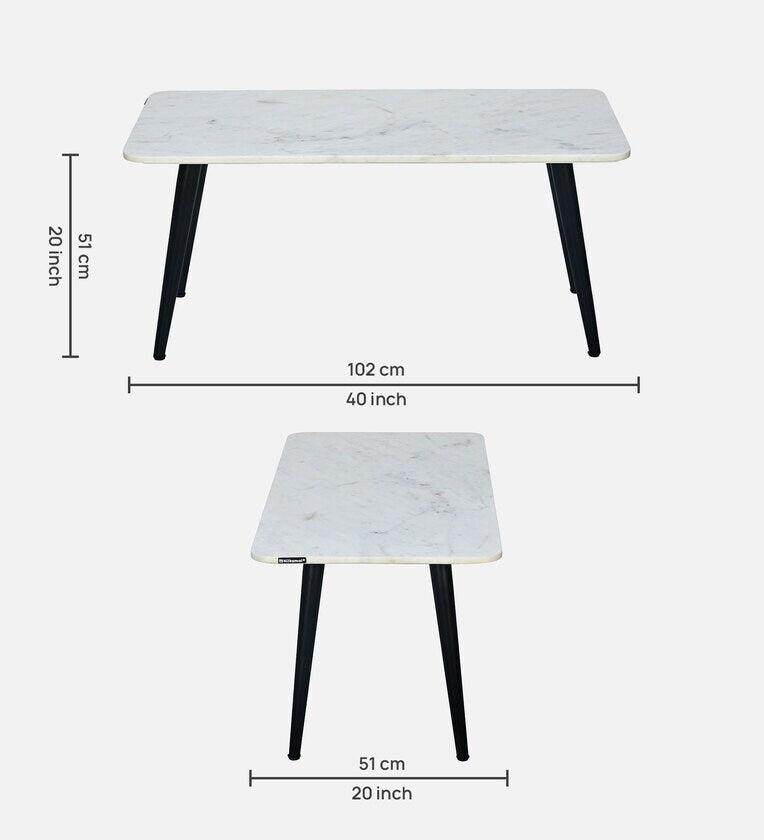 Marble Coffee Table in White Finish - Ouch Cart 