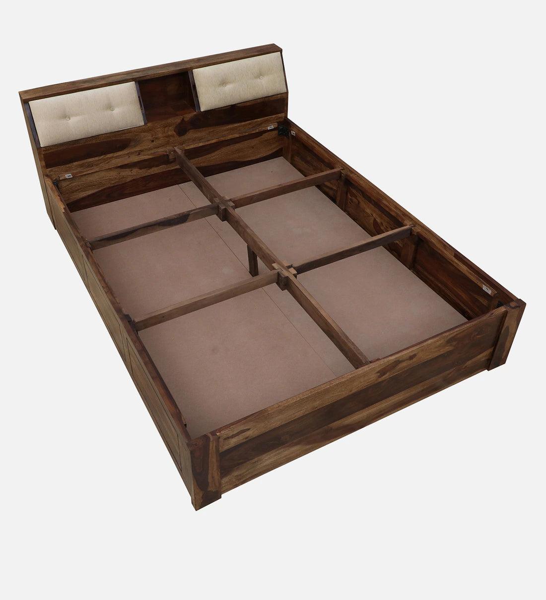 Sheesham Wood King Size Bed In Scratch Resistant Rustic Teak Finish With Box Storage - Ouch Cart 