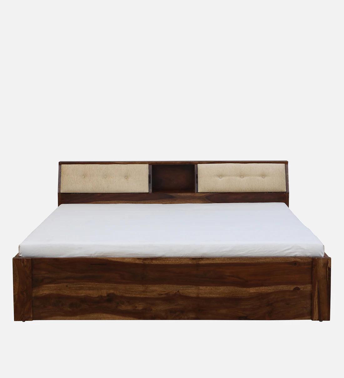 Sheesham Wood King Size Bed In Scratch Resistant Rustic Teak Finish With Box Storage