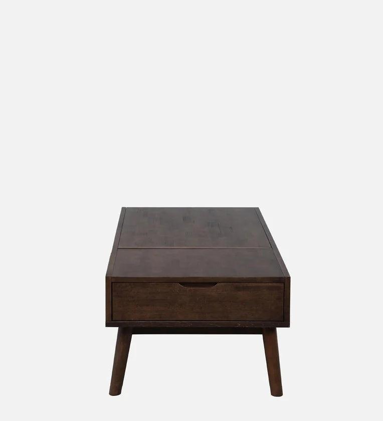 Solid Wood Coffee Table In Walnut Finish - Ouch Cart 