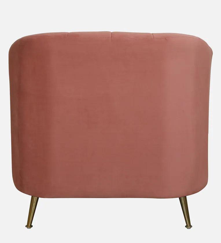 Velvet 1 Seater Sofa In Blush Pink Colour - Ouch Cart 